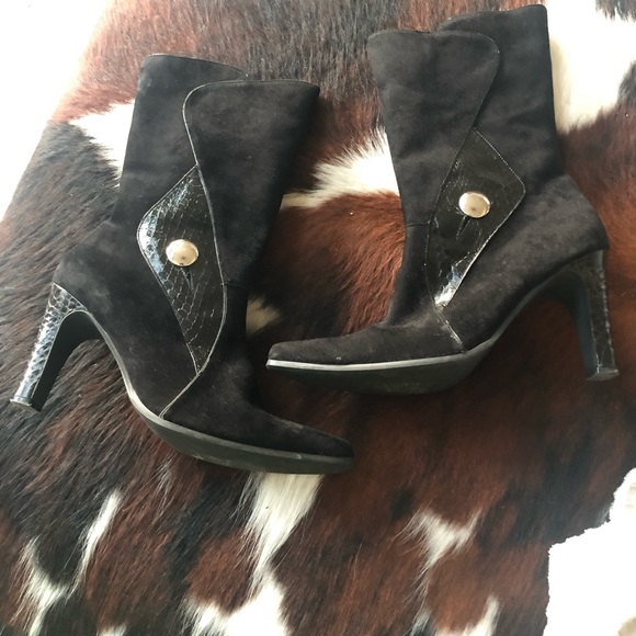 Bellini Vinnie Black Leather and Suede Boots  Sz 10 - Picture 14 of 16